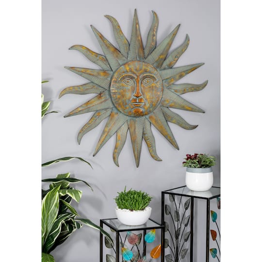 Gray & Gold Sun Metal Wall Accent